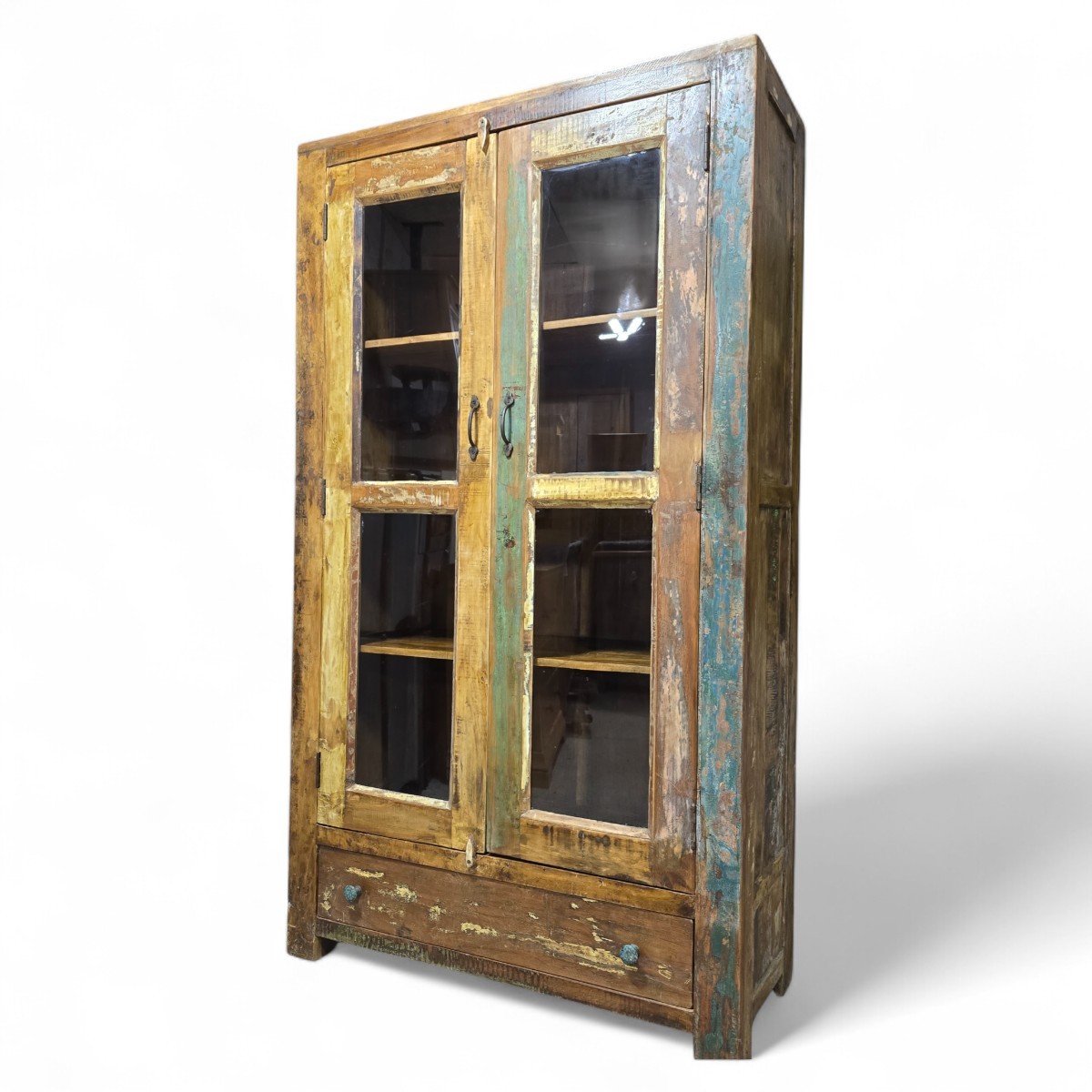 PreLoved Mary Rose display unit crafted from reclaimed wood featuring dovetail joints and rich natural grain details throughout its design