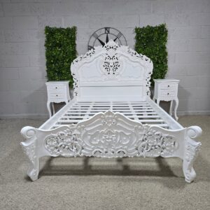 White Recoco Style Double Bed Frame White Recoco Style Double Bed Frame