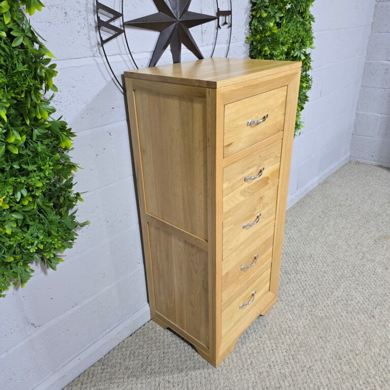 Oak FurnitureLand Bevel Tallboy Oak FurnitureLand Bevel Tallboy