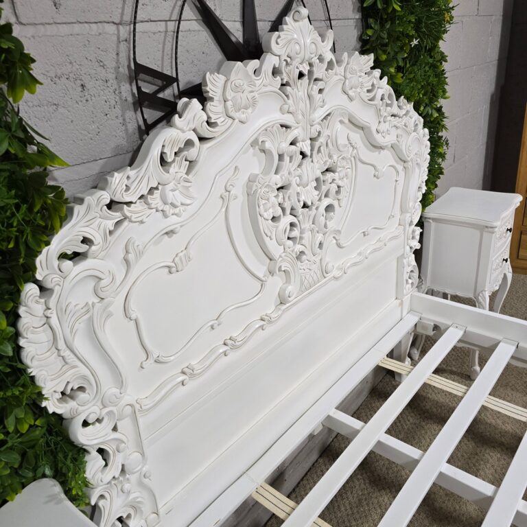 White Recoco Style Double Bed Frame White Recoco Style Double Bed Frame