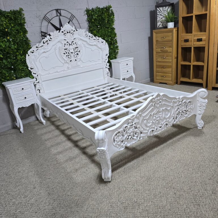 White Recoco Style Double Bed Frame White Recoco Style Double Bed Frame
