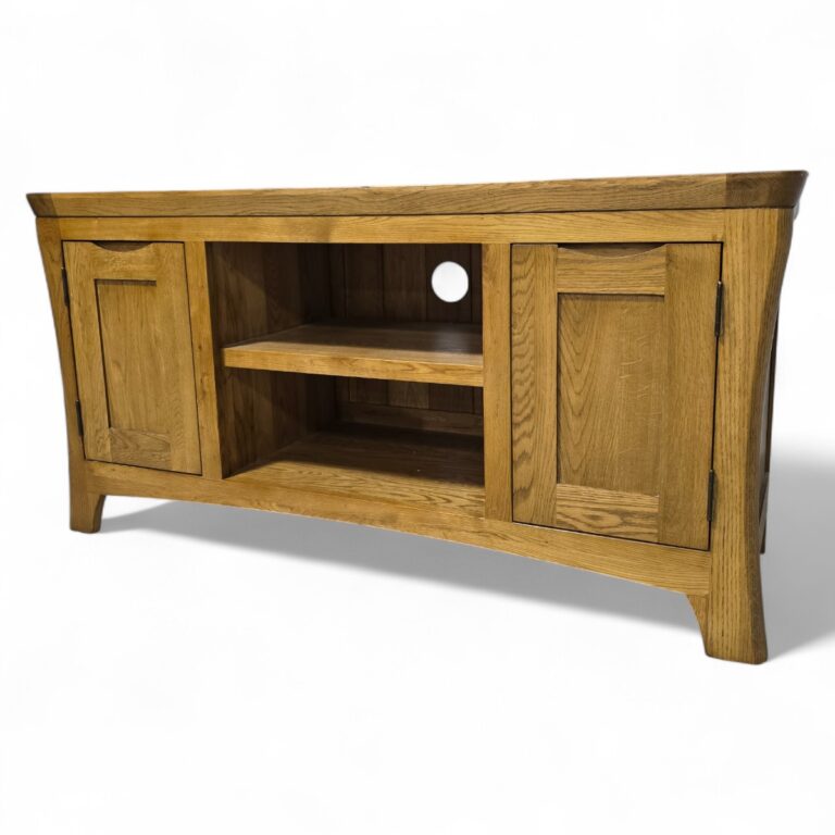 PreLoved Solid Oak TV Stand Warm Tone.