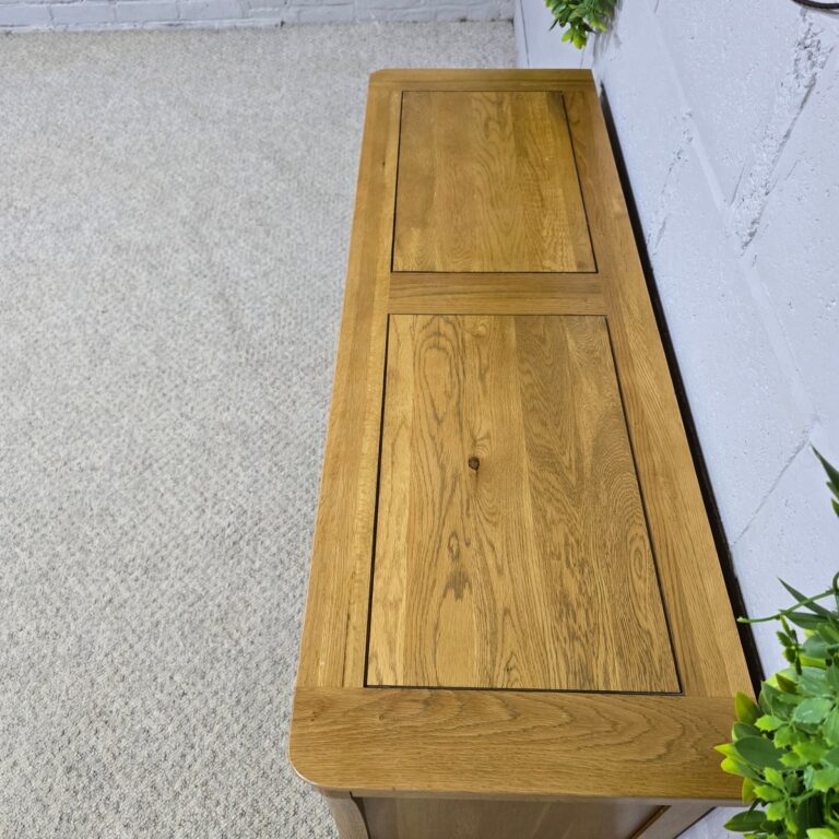 PreLoved Solid Oak TV Stand Warm Tone.