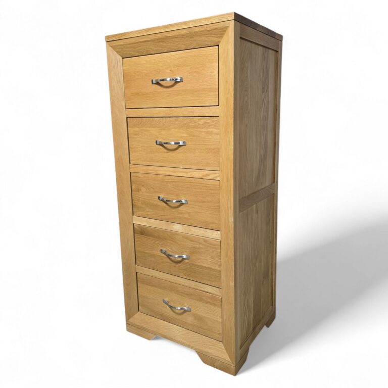 Oak Furniture Land Bevel Tallboy Five Drawers Oak Furniture Land Bevel Tallboy Five Drawers