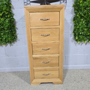 Oak Furniture Land Bevel Tallboy Five Drawers Oak Furniture Land Bevel Tallboy Five Drawers