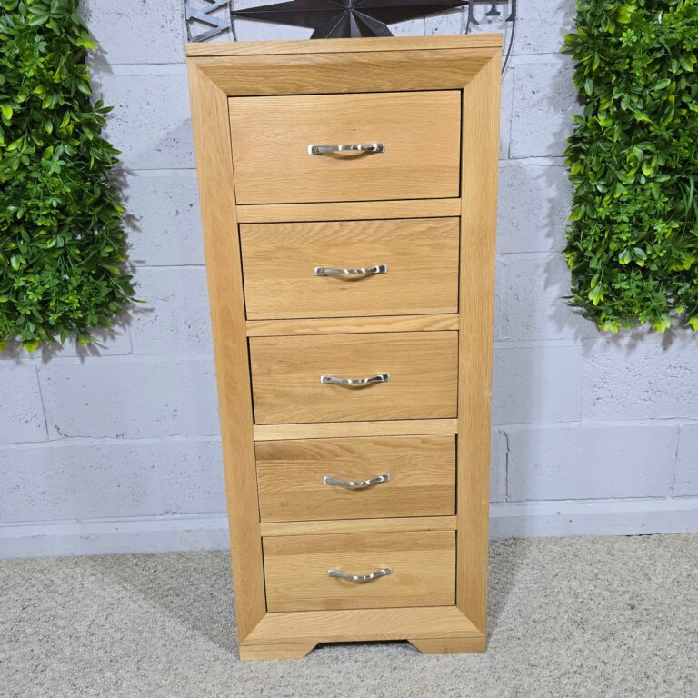 Oak Furniture Land Bevel Tallboy Five Drawers Oak Furniture Land Bevel Tallboy Five Drawers