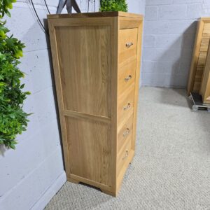 Oak Furniture Land Bevel Tallboy Five Drawers Oak Furniture Land Bevel Tallboy Five Drawers