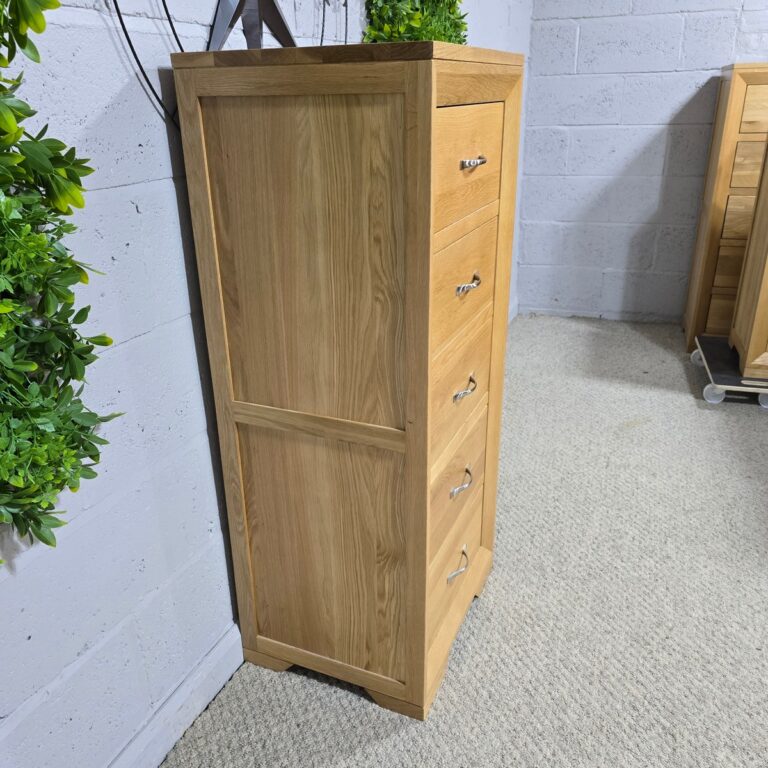 Oak Furniture Land Bevel Tallboy Five Drawers Oak Furniture Land Bevel Tallboy Five Drawers