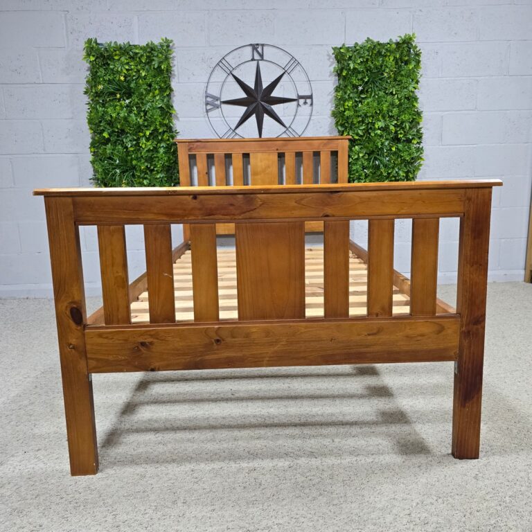 Solid Pine Bed Frame Warm Finish Solid Pine Bed Frame Warm Finish