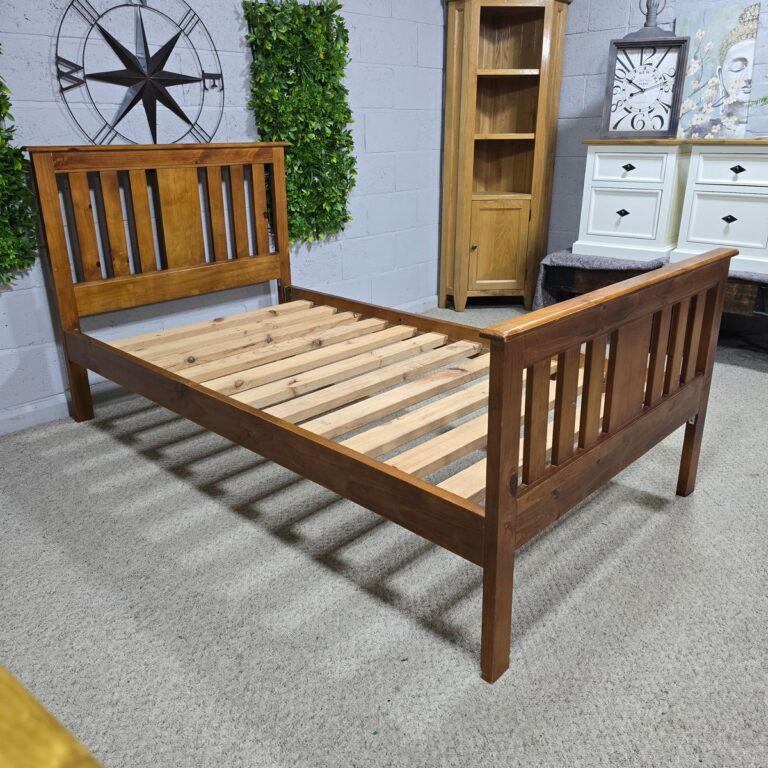 Solid Pine Bed Frame Warm Finish Solid Pine Bed Frame Warm Finish