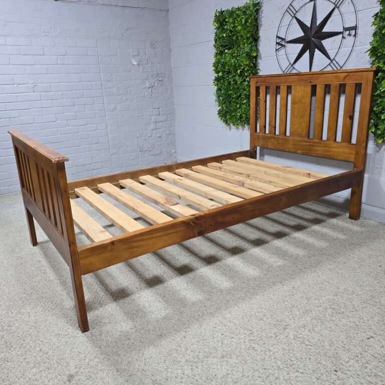 Solid Pine Bed Frame Warm Finish Solid Pine Bed Frame Warm Finish