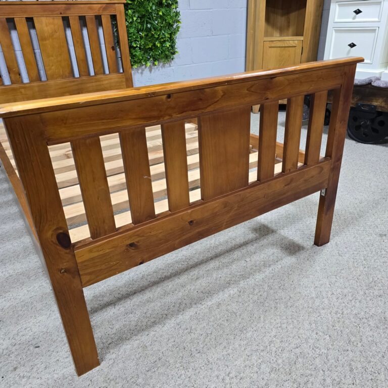 Solid Pine Bed Frame Warm Finish Solid Pine Bed Frame Warm Finish
