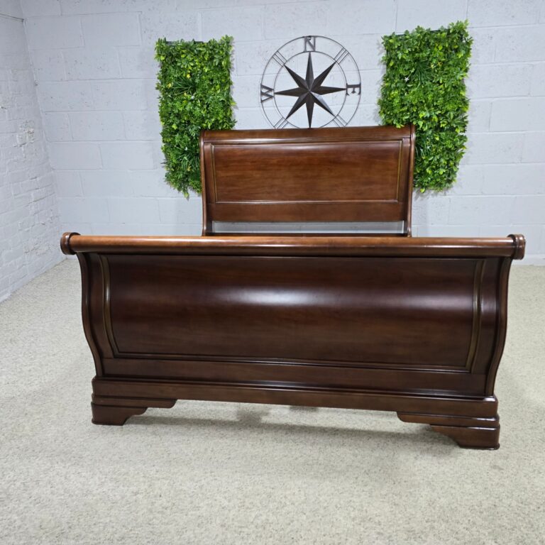 Pre-loved John Lewis King-Size Sleigh Bed in Part Solid Mahogany and Veneered Wood Pre-loved John Lewis King-Size Sleigh Bed in Part Solid Mahogany and Veneered Wood