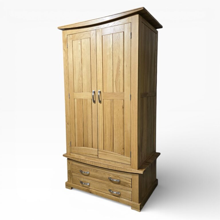 Second-Hand Oak Furniture Land Tokyo Solid Oak Double Wardrobe Second-Hand Oak Furniture Land Tokyo Solid Oak Double Wardrobe