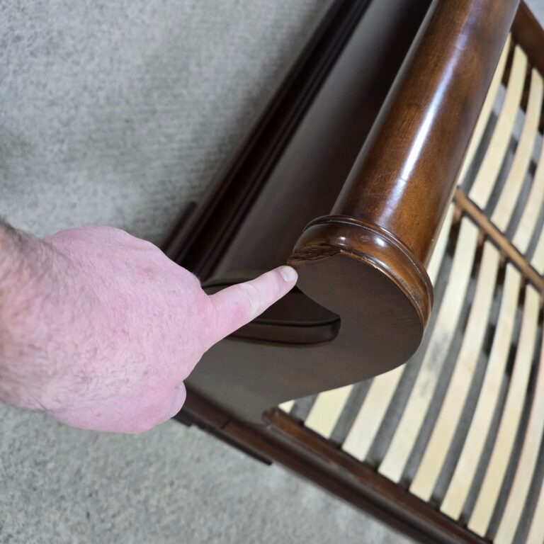 Pre-loved John Lewis King-Size Sleigh Bed in Part Solid Mahogany and Veneered Wood Pre-loved John Lewis King-Size Sleigh Bed in Part Solid Mahogany and Veneered Wood