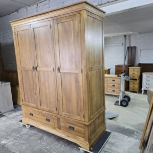 Second hand Oak FurnitureLand French Farmhouse solid oak triple wardrobe Second hand Oak FurnitureLand French Farmhouse solid oak triple wardrobe