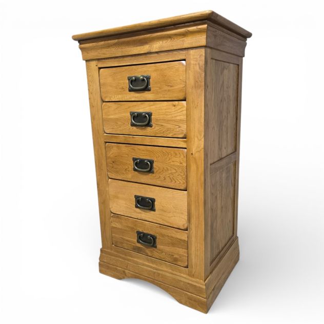 Peek inside its story... then write your own chapter with this pre-owned Oak Furniture Land French Farmhouse tallboy Peek inside its story... then write your own chapter with this pre-owned Oak Furniture Land French Farmhouse tallboy