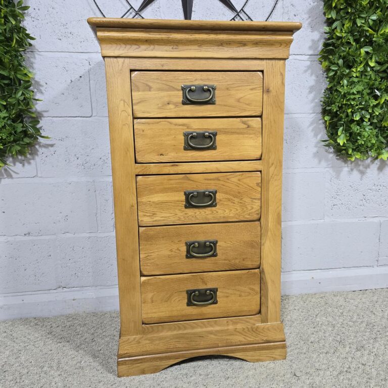 Pre-owned Oak Furniture Land French Farmhouse Tallboy: Timeless Charm and Huge Savings Pre-owned Oak Furniture Land French Farmhouse Tallboy: Timeless Charm and Huge Savings