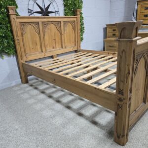 Explore the exquisite detail of this Barker and Stonehouse reclaimed pine king-size bed frame Explore the exquisite detail of this Barker and Stonehouse reclaimed pine king-size bed frame