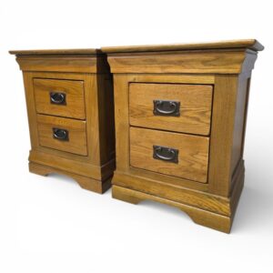 Explore the Unmatched Quality of Second-Hand Oak FurnitureLand French Farmhouse Rustic Solid Oak Bedside Drawers