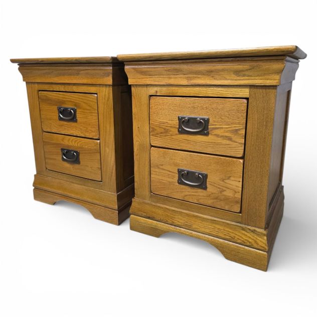Explore the Unmatched Quality of Second-Hand Oak FurnitureLand French Farmhouse Rustic Solid Oak Bedside Drawers