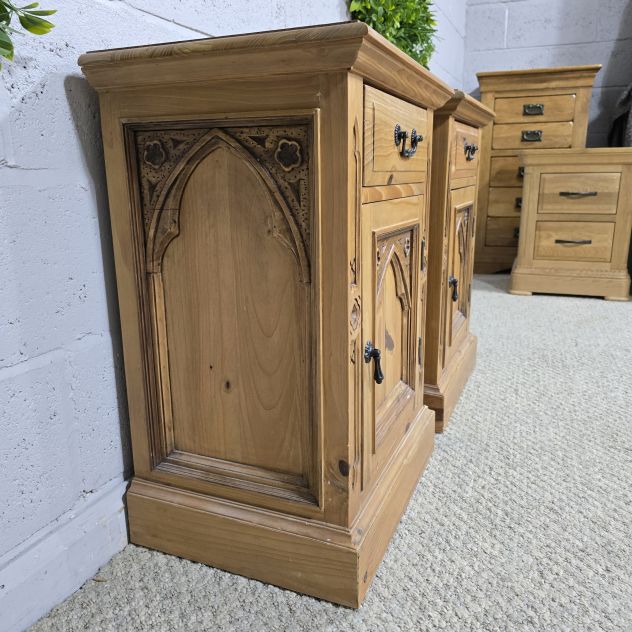Barker and Stonehouse Pre-Loved Gothic Reclaimed Wood Bedside Drawers Barker and Stonehouse Pre-Loved Gothic Reclaimed Wood Bedside Drawers