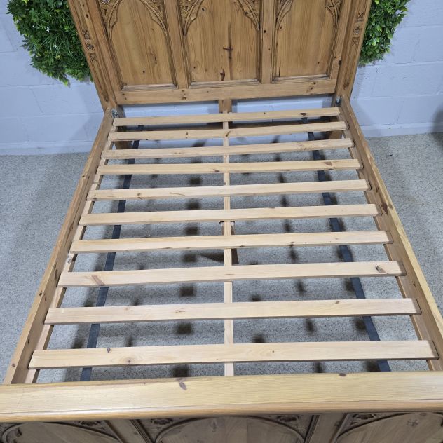Explore the exquisite detail of this Barker and Stonehouse reclaimed pine king-size bed frame Explore the exquisite detail of this Barker and Stonehouse reclaimed pine king-size bed frame