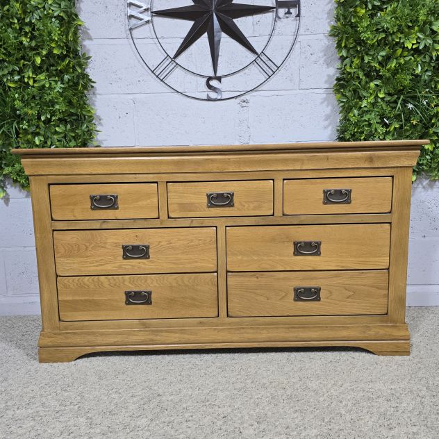 French Farmhouse Rustic Solid Oak 3 over 4 Chest of Drawers - Save £414.99