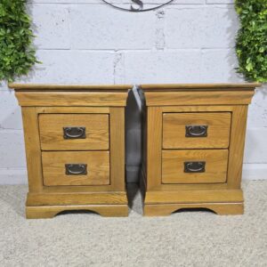 Explore the Unmatched Quality of Second-Hand Oak FurnitureLand French Farmhouse Rustic Solid Oak Bedside Drawers