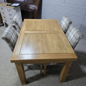 Peek inside its story... then write your own chapter with this pre-loved Oak Furniture Land dining set Peek inside its story... then write your own chapter with this pre-loved Oak Furniture Land dining set