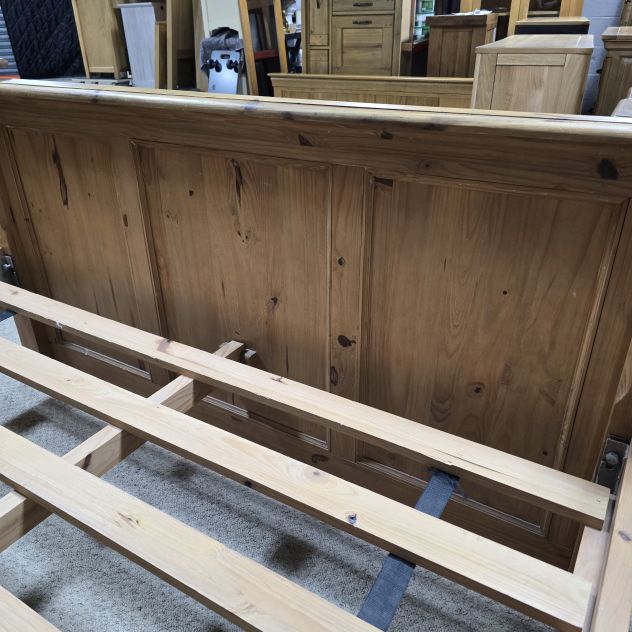 Explore the exquisite detail of this Barker and Stonehouse reclaimed pine king-size bed frame Explore the exquisite detail of this Barker and Stonehouse reclaimed pine king-size bed frame