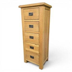 tall chest of bedoom drawers - preloved tallboy - solid oak