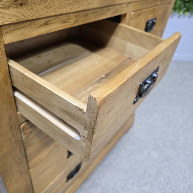 French Farmhouse Rustic Solid Oak 3+2 Chest - Second-Hand and Stylish French Farmhouse Rustic Solid Oak 3+2 Chest - Second-Hand and Stylish