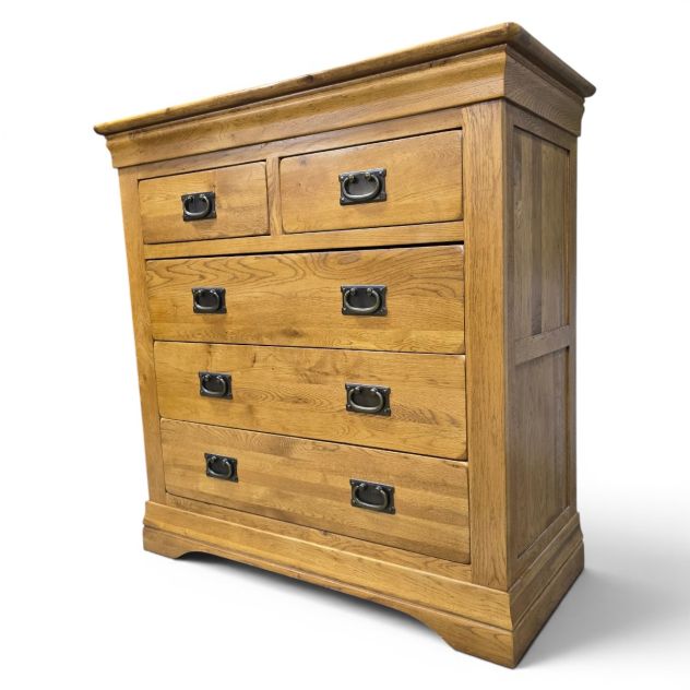 French Farmhouse Rustic Solid Oak 3+2 Chest - Second-Hand and Stylish French Farmhouse Rustic Solid Oak 3+2 Chest - Second-Hand and Stylish