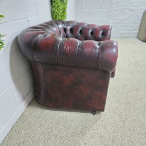 Pre-Loved Chesterfield Armchair in Antique Oxblood Leather - £60 Pre-Loved Chesterfield Armchair in Antique Oxblood Leather - £60