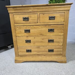 French Farmhouse Rustic Solid Oak 3+2 Chest - Second-Hand and Stylish French Farmhouse Rustic Solid Oak 3+2 Chest - Second-Hand and Stylish