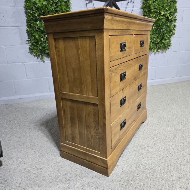 French Farmhouse Rustic Solid Oak 3+2 Chest - Second-Hand and Stylish French Farmhouse Rustic Solid Oak 3+2 Chest - Second-Hand and Stylish
