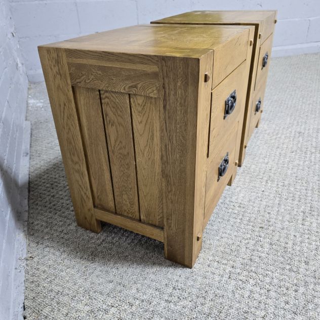 Second Hand Oak FurnitureLand Solid Oak Bedside Drawers - Save Big and Add Character Second Hand Oak FurnitureLand Solid Oak Bedside Drawers - Save Big and Add Character