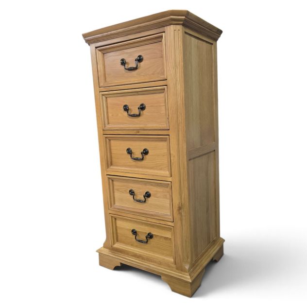Elegant Oak Furniture Land Edinburgh Solid Oak Tallboy - Perfect for Any Bedroom Elegant Oak Furniture Land Edinburgh Solid Oak Tallboy - Perfect for Any Bedroom
