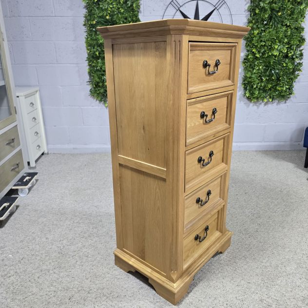 Elegant Oak Furniture Land Edinburgh Solid Oak Tallboy - Perfect for Any Bedroom Elegant Oak Furniture Land Edinburgh Solid Oak Tallboy - Perfect for Any Bedroom