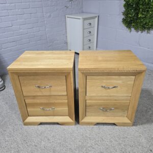 Oak Furniture Land Bevel Solid Oak Bedside Cabinets - Preowned and Fabulous Oak Furniture Land Bevel Solid Oak Bedside Cabinets - Preowned and Fabulous