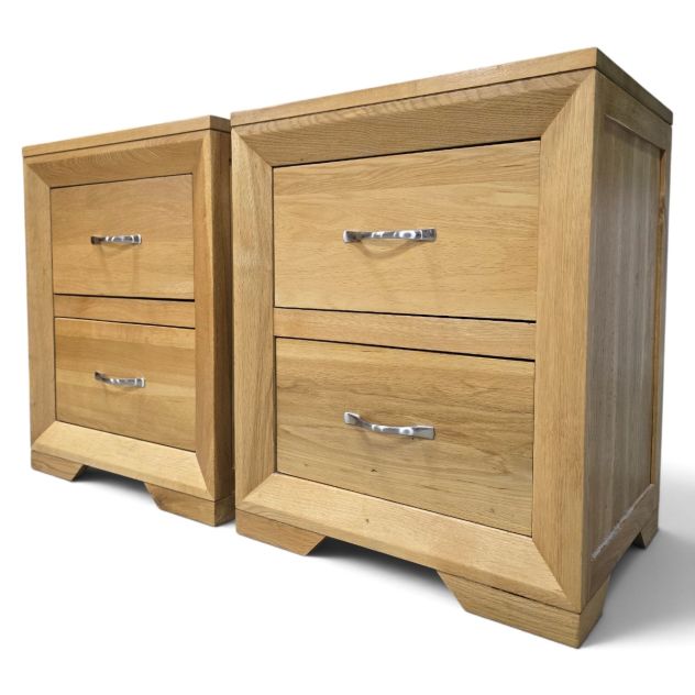 Oak Furniture Land Bevel Solid Oak Bedside Cabinets - Preowned and Fabulous Oak Furniture Land Bevel Solid Oak Bedside Cabinets - Preowned and Fabulous