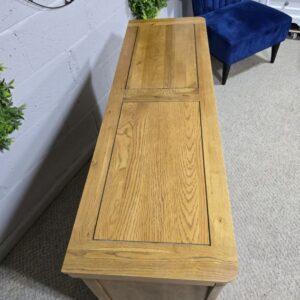 Peek inside its story... then write your own chapter with this pre-loved Oak Furniture land Orrick Solid Oak Sideboard. Peek inside its story... then write your own chapter with this pre-loved Oak Furniture land Orrick Solid Oak Sideboard.