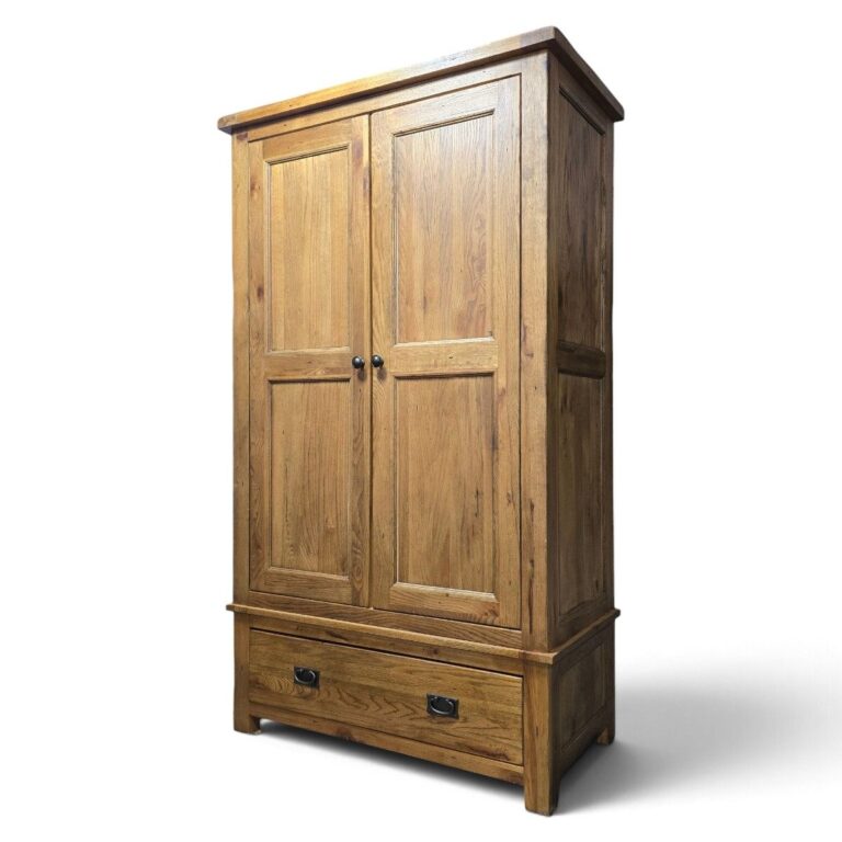 Explore the timeless quality of this pre-owned Barker and Stonehouse double wardrobe in solid oak Explore the timeless quality of this pre-owned Barker and Stonehouse double wardrobe in solid oak