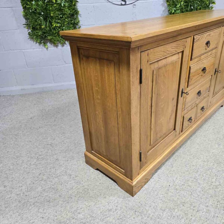 Explore the rustic elegance of this PreLoved Barker and Stonehouse French oak sideboard. Save 89% and enjoy luxury at a fraction of the cost. Explore the rustic elegance of this PreLoved Barker and Stonehouse French oak sideboard. Save 89% and enjoy luxury at a fraction of the cost.